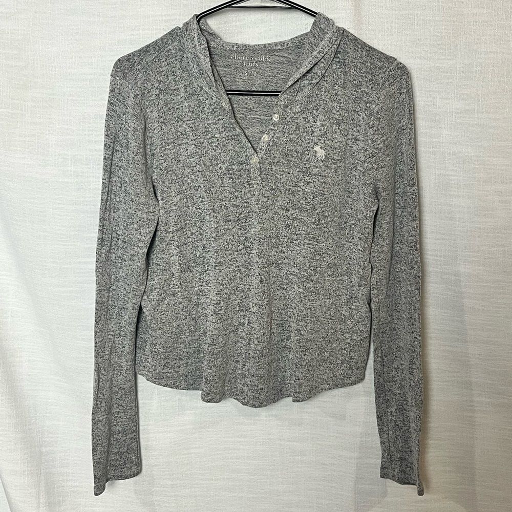 Vintage Y2K Abercrombie Long Sleeve Henley Shirt Jacket Heather Grey
